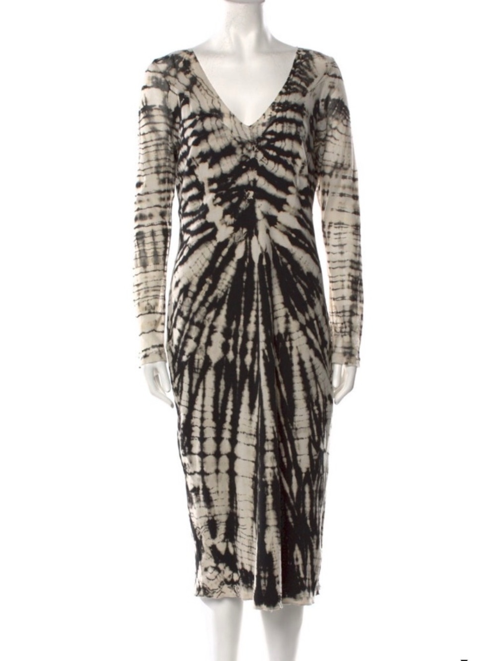 Raquel Allegra Tie Dyed Sheer Cotton V Neck Dress Designer Size 3 (large)